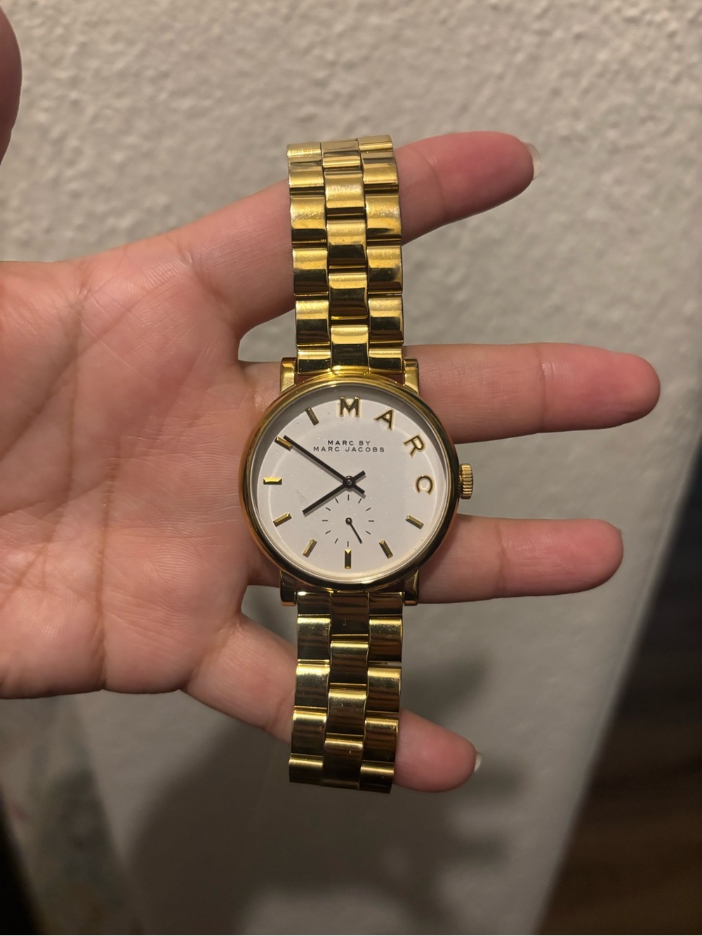 Marc Jacobs Gold Tone Bracelet Watch with White Dial